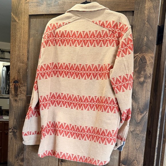 Pendleton Beige Shirt Jacket with Red Geometric Stripe Pattern - Picture 3 of 3